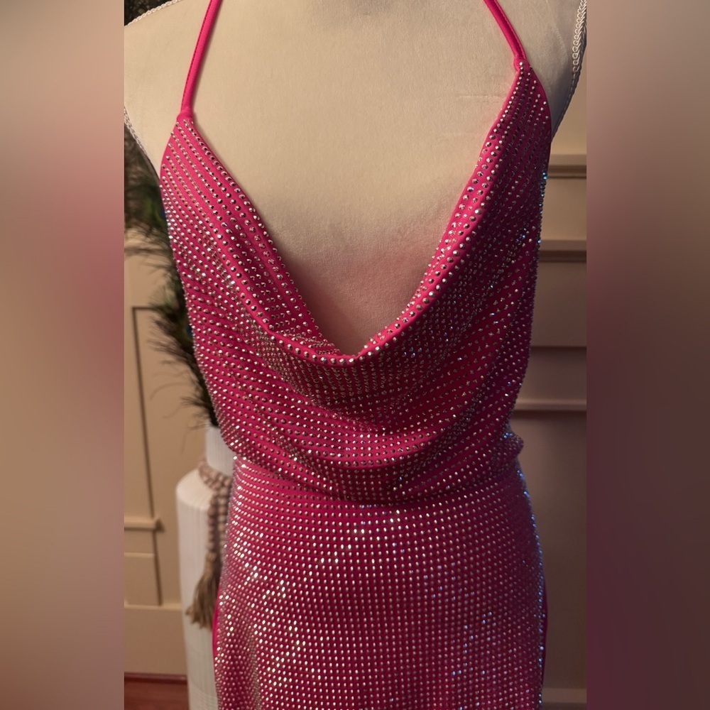 Pink Rhinestone Embellished Dress - Picture 4 of 12